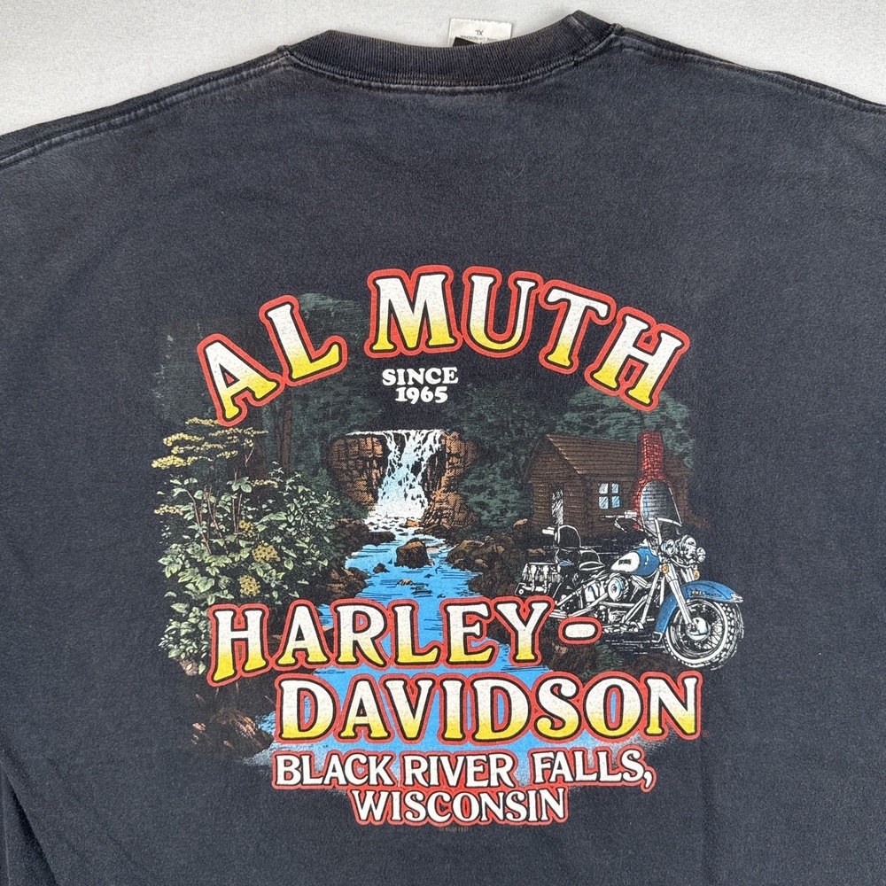Vintage 1998 Harley Davidson Shirt USA Made Al Muth Wisconsin Back Hit XL - Picture 8 of 16